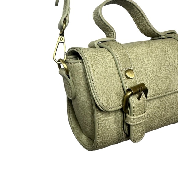 Anthropologie Aidy Crossbody Bag Small Buckle Flap Moss Green Gray Purse - Picture 6 of 12